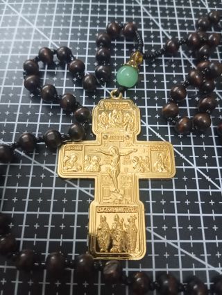 CRUZ ORTODOXA DORADA CON COLLAR 7,5×5CM + ESTUCHE