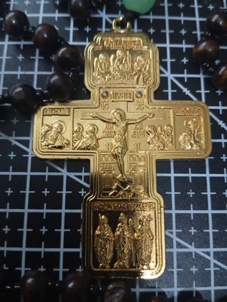 CRUZ ORTODOXA DORADA CON COLLAR 7,5×5CM + ESTUCHE