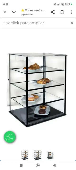 Vitrina expositora neutra para bollería