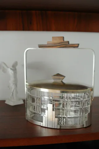 Biscottiera Art Decò argento e cristallo