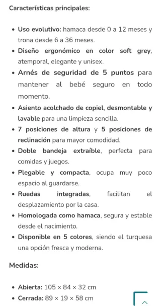 Trona Ivolia 2 en 1: Hamaca y Trona