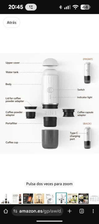 Cafetera Portátil - Café molido y cápsulas