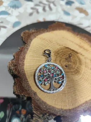 Colgante Plata Ley Árbol Vida Multicolor