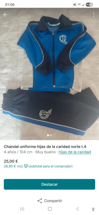 Chándal uniforme Hijas de la Caridad norte t.4