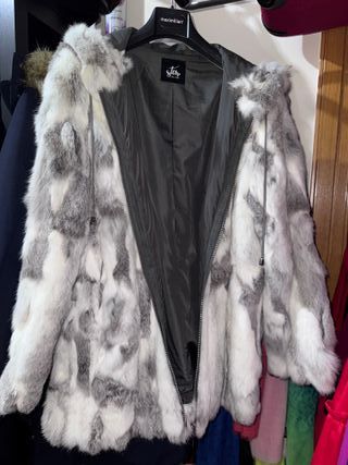 Chaqueta de conejo Stev gris y blanco