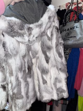 Chaqueta de conejo Stev gris y blanco