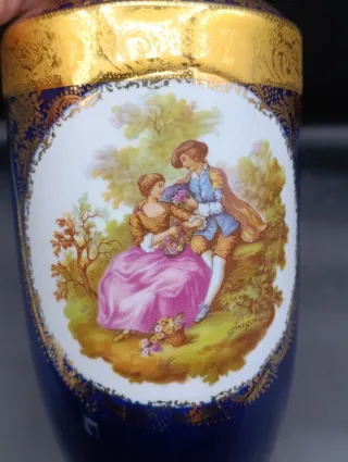 Jarrón Limoges estilo Fragonard