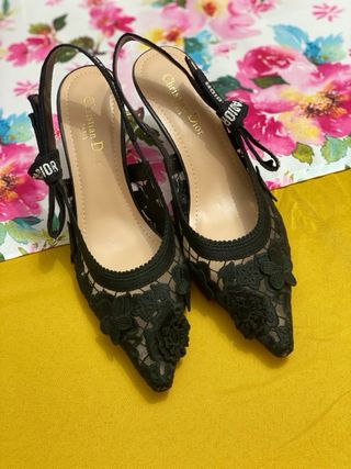 Tacones Christian Dior Negros Encaje