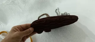 Pochette cerimonia marrone con perline