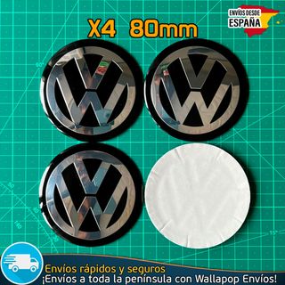 X4 Emblemas Volkswagen 80mm Tapacubos Llantas