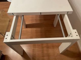 Mesa comedor cuadrada extensible blanca mate 90x90