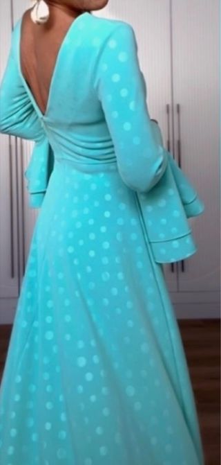 Traje Flamenca Turquesa Lunares