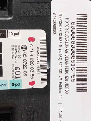 A1648200385 motor elevalunas mercedes clase 516755