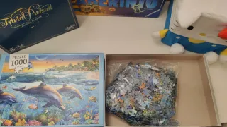 Puzle de delfines y mapamundi.