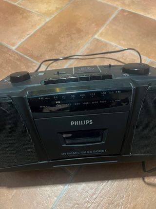 Radio Philips Negra Boombox Cassette CD