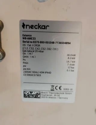 Calentador Neckar (BOSCH) Atmosférico Gas Natural