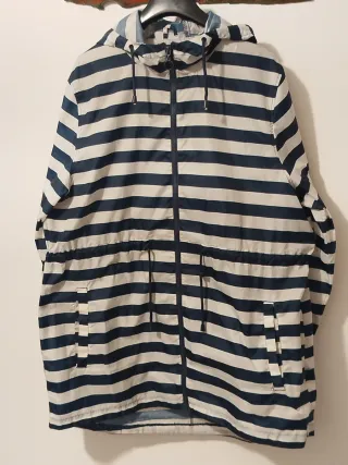 Cortavientos impermeable de  Rayas Azul