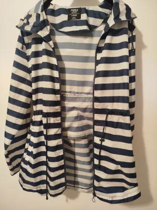 Cortavientos impermeable de  Rayas Azul