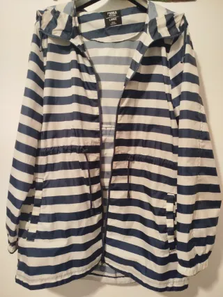 Cortavientos impermeable de  Rayas Azul