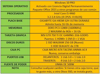 Ordenador: Intel i5-4460+GTX 750Ti 2GB GDDR5