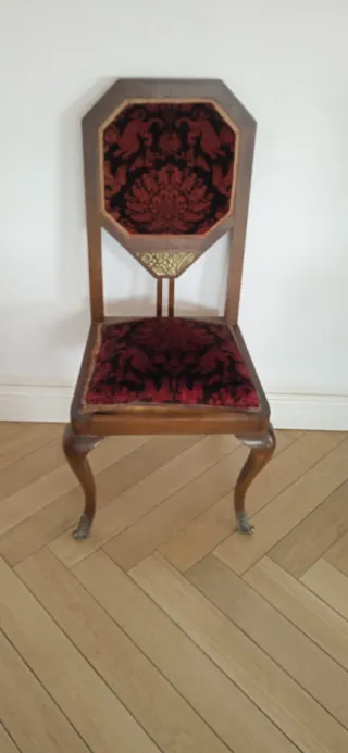 Lote 2 Sillas Madera Antiguas Tapizadas