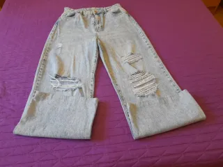 Pantalón vaquero ancho mujer