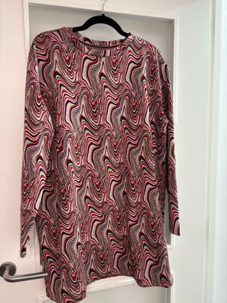 Vestido Zara Manga Larga Estampado Talla XL