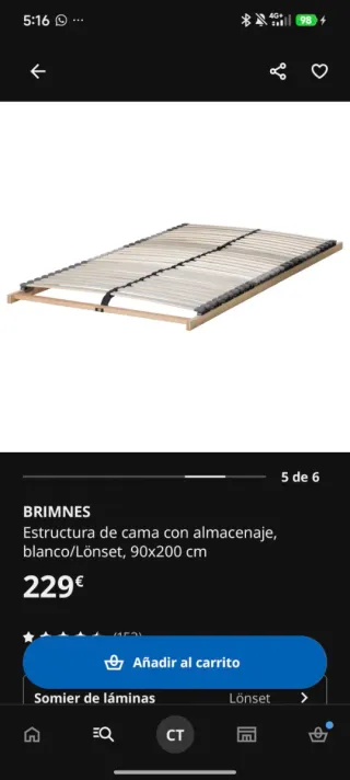 Cama BRIMNES 90 cm con somier LÖNSET.