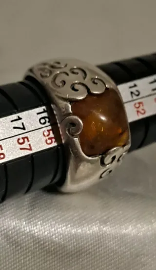 Anello vintage argento con ambra Anni 70