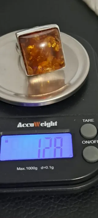 Anello Argento 925 Ambra Baltica Naturale