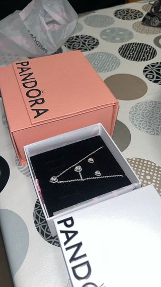 Collar y pendientes Pandora plata y anillo
