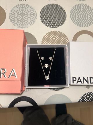 Collar y pendientes Pandora plata y anillo
