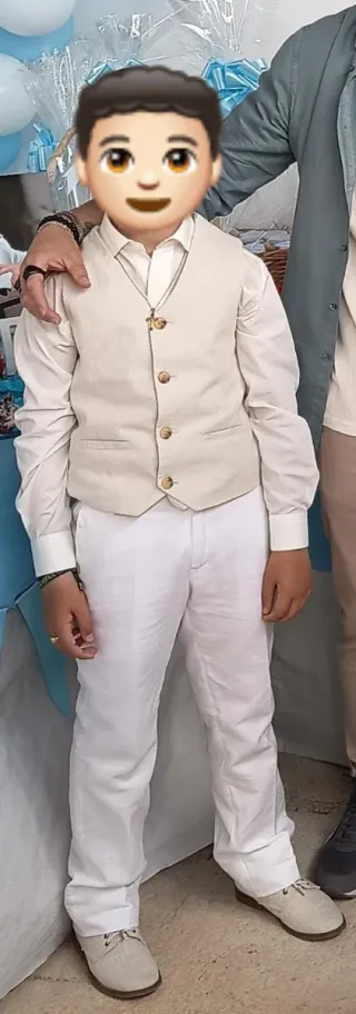 Traje comunión niño verde y blanco