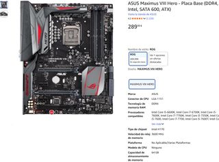 Vendo Placa Base Asus Maximus Hero VIII