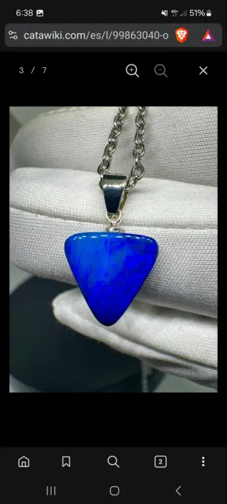 Colgante Plata Opalo Cabujon Azul