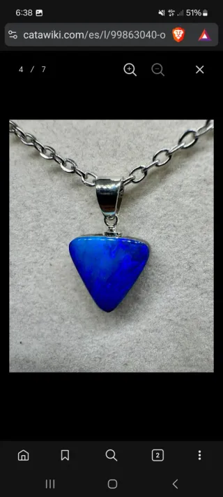 Colgante Plata Opalo Cabujon Azul