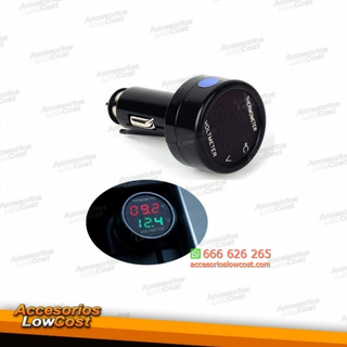 VOLTÍMETRO TERMÓMETRO DIGITAL PARA EL MECHERO DEL