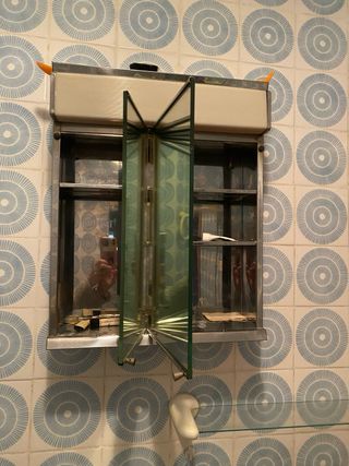 Armario Baño Vintage Beige y Plata