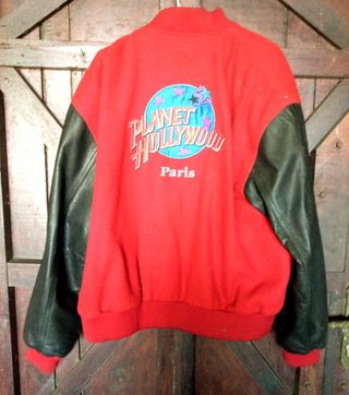 Chaqueta Planet Hollywood Cuero y Tela Roja Negra