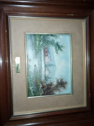 Cuadros al óleo rústicos con marcos de madera