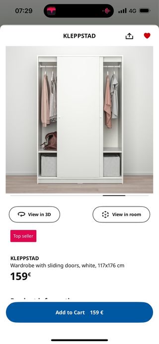 Armario IKEA Kleppstad Blanco.