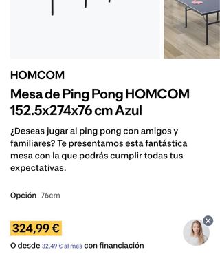 Mesa Ping Pong HOMCOM Azul