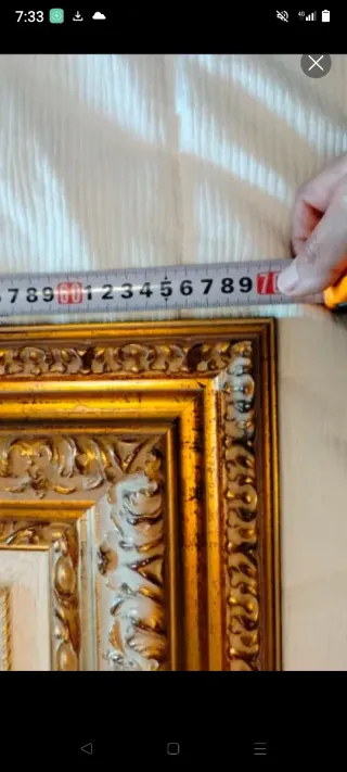 Cuadro al óleo flores marco dorado