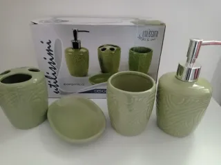 Set accessori bagno verdi ceramica
