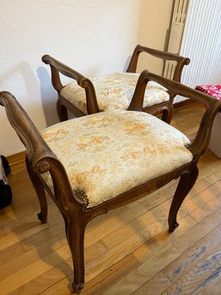 Poltroncine vintage in legno e tessuto