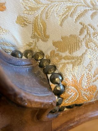 Poltroncine vintage in legno e tessuto