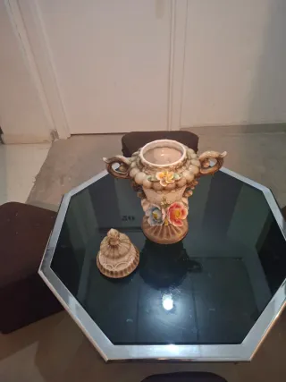 Jarrón porcelana tapa flores decorativo