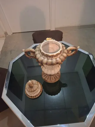 Jarrón porcelana tapa flores decorativo