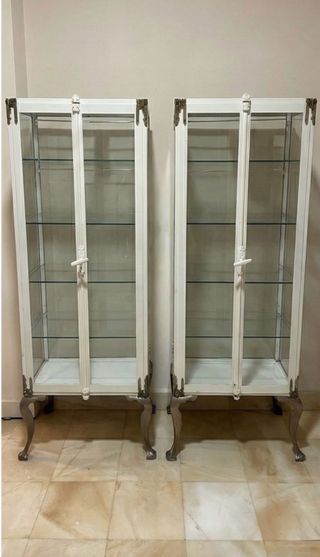 Pareja Vitrinas Antiguas Médico Vintage 1940
