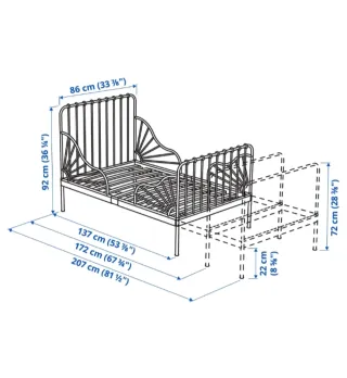 Cama infantil rosa Minnen + Somier. Cómo nueva!
